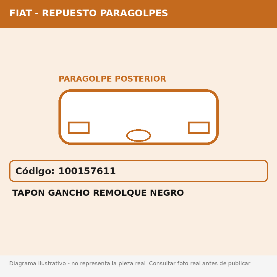 Tapon Gancho Remolque Negro (Fiat) - Cod. 100157611