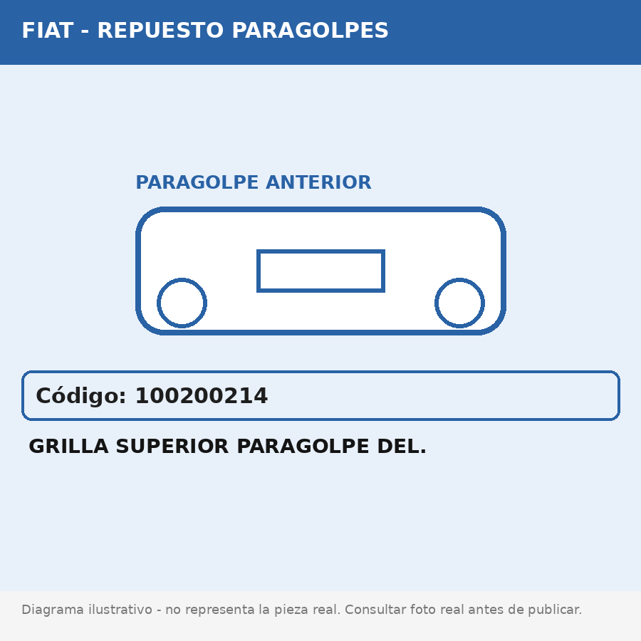Grilla Superior Paragolpe Del. (Fiat) - Cod. 100200214