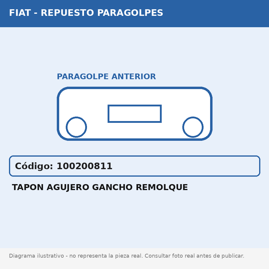 Tapon Agujero Gancho Remolque (Fiat) - Cod. 100200811