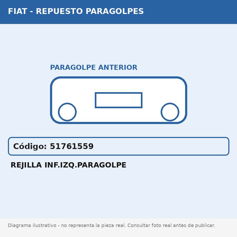 Rejilla Inf.Izq.Paragolpe (Fiat) - Cod. 51761559