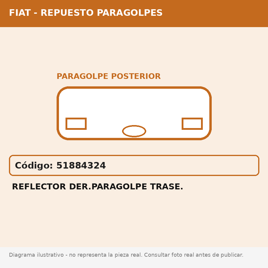 Reflector Der.Paragolpe Trase. (Fiat) - Cod. 51884324