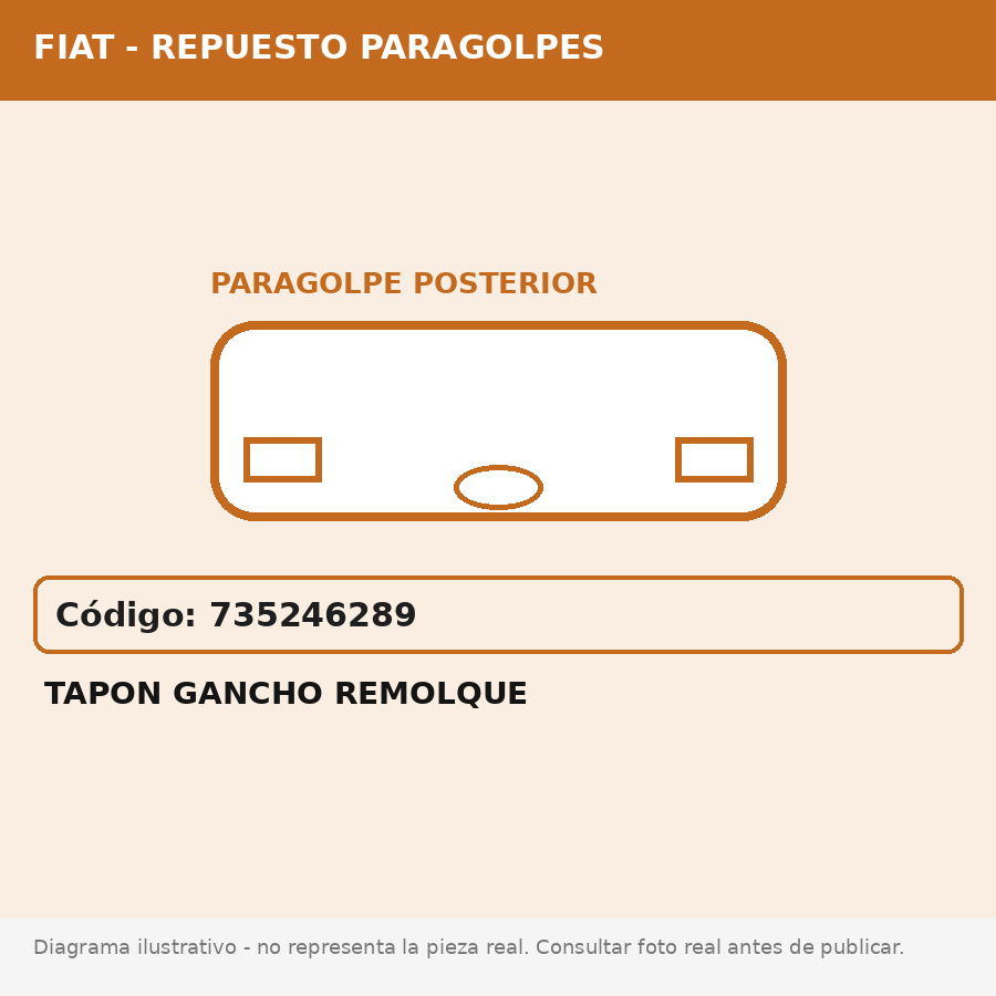 Tapon Gancho Remolque (Fiat) - Cod. 735246289