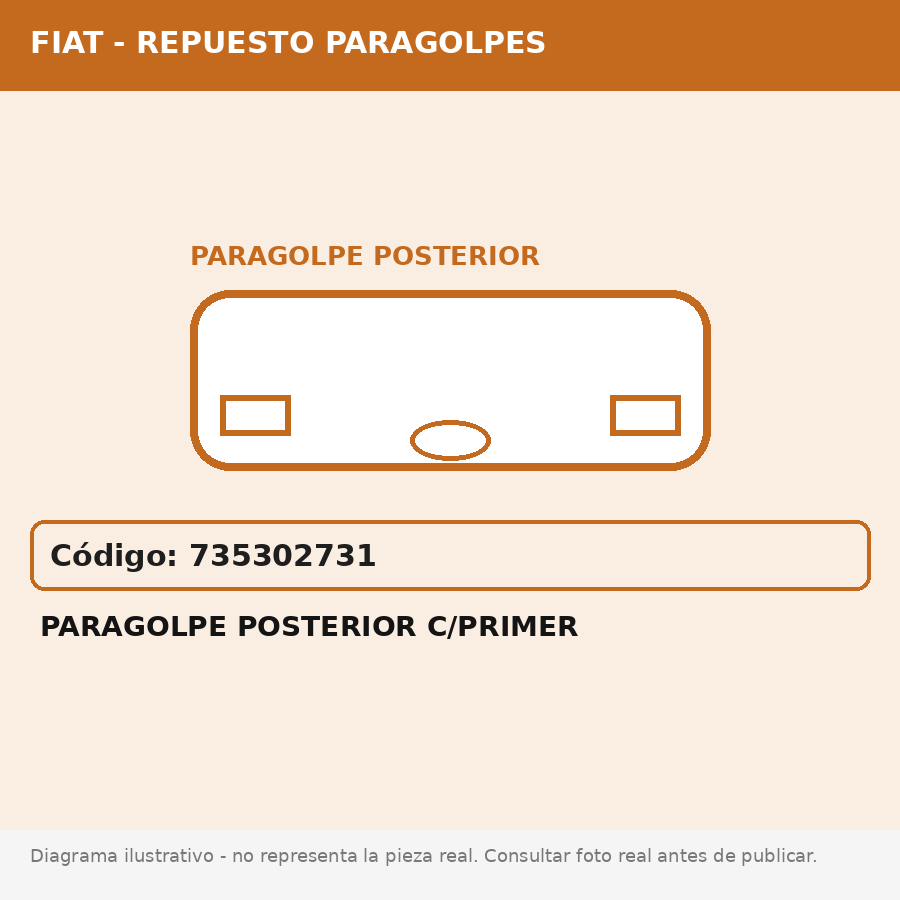 Paragolpe Posterior C/Primer (Fiat) - Cod. 735302731