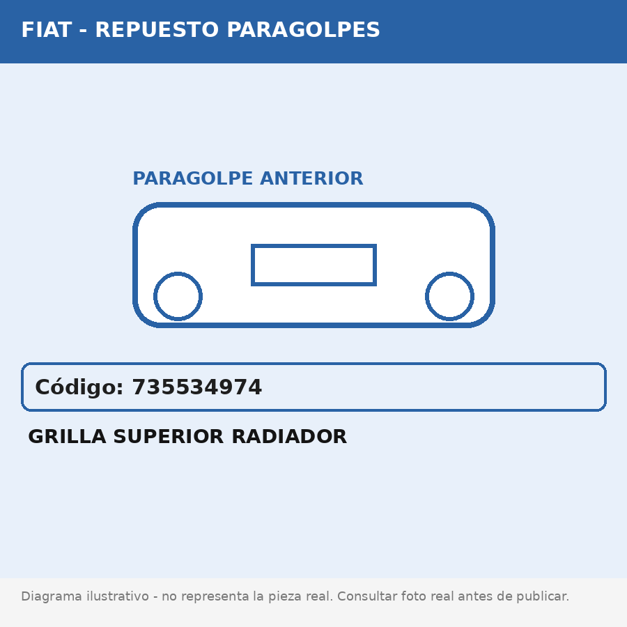 Grilla Superior Radiador (Fiat) - Cod. 735534974