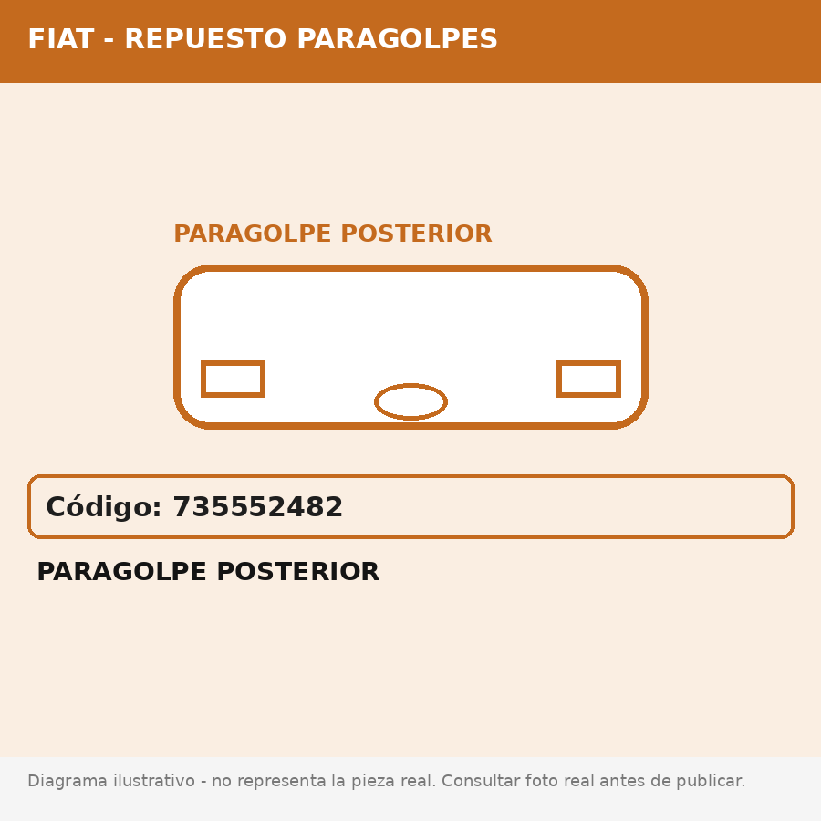 Paragolpe Posterior (Fiat) - Cod. 735552482